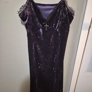 Hot Topic Dark Purple Velvet Maxi Dress